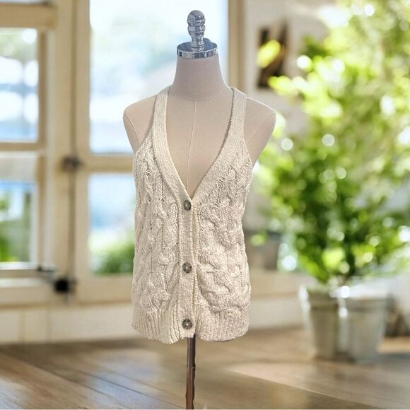 ANTHROPOLOGIE PILCRO Button Down Cable-Knit Sweater Tank Size XL - Picture 2 of 15